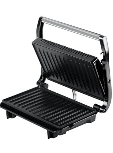 Image of Maharaja Whiteline Grill Mate Panini Maker, 750W, Non-Stick Grilling Surface, Silver and Black