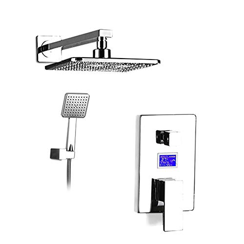 Thermostat-Brausebatterie Unterputz-Digitalanzeige, Regenduschkopf und Handbrausehahn-Mischventil