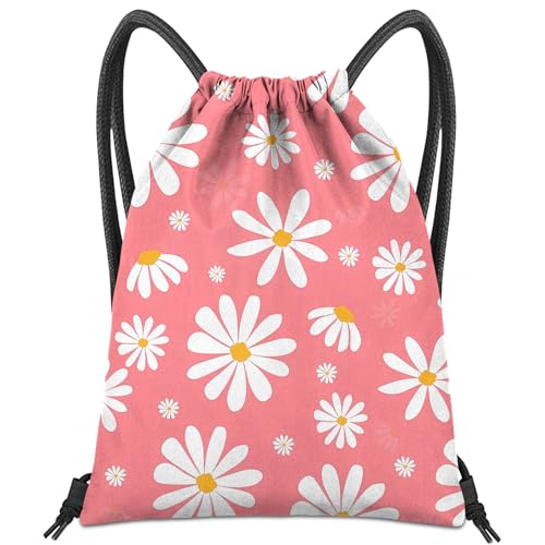 BHAHB Turnbeutel mit Kordelzug, für Fitness, Strand, Schwimmen & Reisen,Stylischer Nette Wasserdicht Sporttasche für Damen Mädchen Herren (Z4-Daisy)
