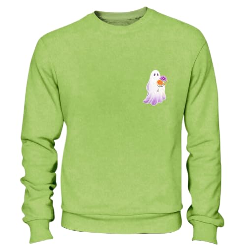 Mens Halloween Ghost Graphic Casual Lightweight Crewneck Sweatshirt - image 3