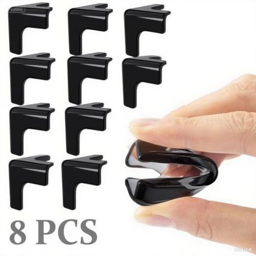 Image of Black Soft Silicone Corner Guards for Baby Proofing - Adhesive Clear Table Edge Protectors for Furniture, Glass Tables, Sharp Edges (Black, 8-Pack)