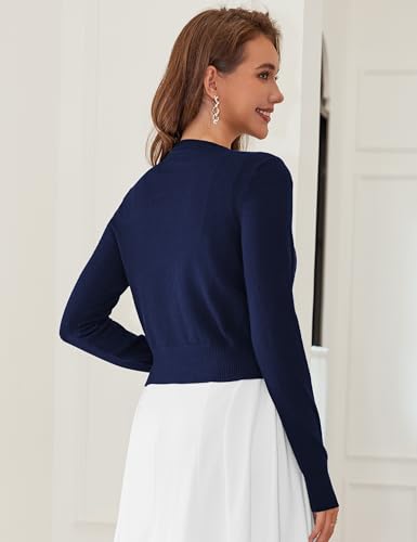 Image of LETDIOSTO Cropped Cardigan Bolero Shrug for Women, Button Down Long Sleeve Knit Sweater for Dresses,for Jeans, XS to XL