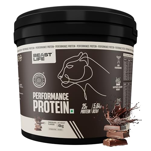 Image of BeastLife Performance Yeast Protein Powder | 25g Protein | Chocolate |NABL Lab Certified | High Absorption for Muscle Growth |Smooth & Light, Easy to Digest with Ultrasorb Tech|5.64g BCAA | Best For Gut | Beta Glucan | Improves Immune Function | 4 Kg