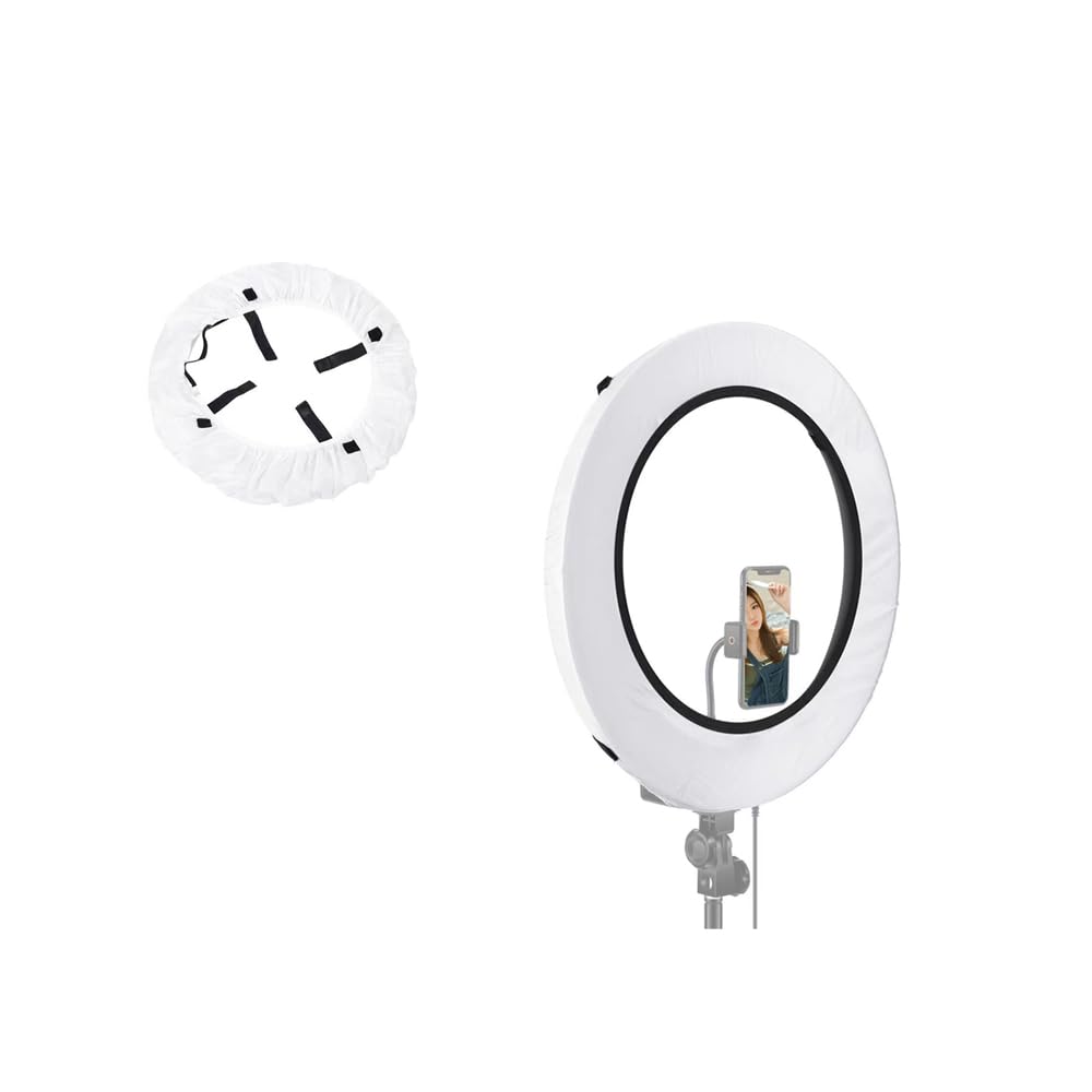 EDNEY 2 Pack Ring Ligter Diffuser Soft Elastic Cover White Light Diffuser Cloth for Photography Studio Video (White (Fits 12"" to 14"" Ring))