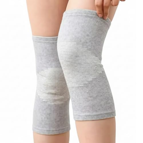 Bioaktiv Bambus Kniebandage 1 Paar Atmungsaktiv & Elastisch mit Kompression Kniebandagen Damen & Herren für Sport orthotal Fitness Laufen Joggen Gym & Alltag Kniestütze rutschfest (M)