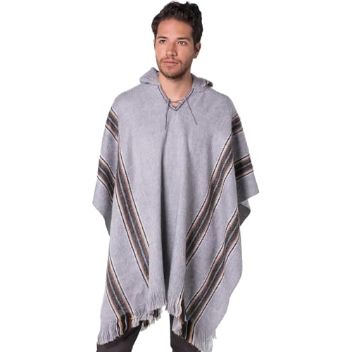 Gamboa Alpaga Poncho Homme à Capuche Mexicain Cape Manteau Lain Automne Hiver