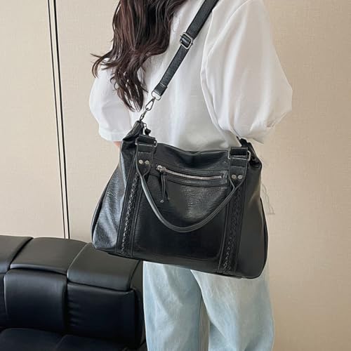 Leather Crossbody Bag for Women Large Tote Purse Top Handle Satchel Bag Retro Tote Shoulder Bag for Commuting Daily Use4