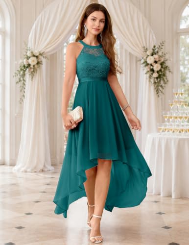 Image of Wedtrend Women's Semi Formal Dresses Halter Bridesmaid Dresses Wedding Guest Dress High Low Prom Dress