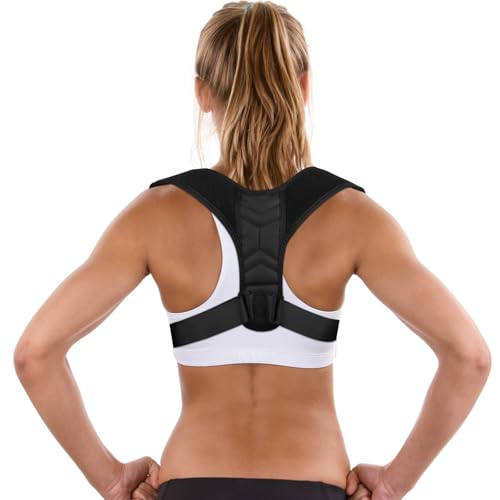 BOXOB Posture Corrector for Men, Breathable Mesh Design Adjustable Back Straightener Back Support Brace Hunchback Corrector for Women Lumbar Shoulder Relaxation (Black)