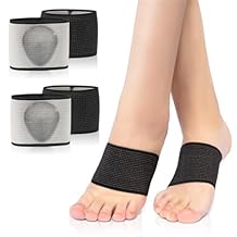 Foot Arch Support, 2 Pair Compression Arch Support Sleeves with Gel Pad Inside, Plantar Fasciitis Braces for Flat Foot, High Arch Pain Relief, Unisex L, Black
