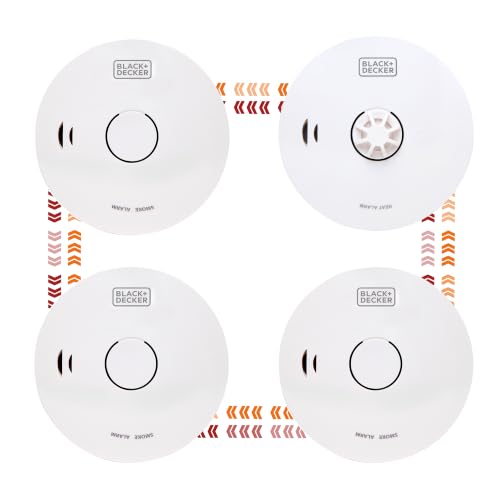 BLACK+DECKER CONNECTED 3 Smoke Alarms And 1 Heat Alarm Scotland Bundle. Wireless Interlinked 10 Year Lithium Battery for Home. Easy Install Optical Smoke Detector And Heat Detector. BS Compliant