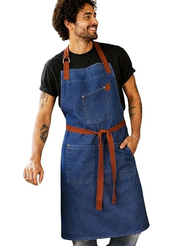 Image of 100% Cotton Unisex Apron - Adjustable Neck Straps, Vibrant Print, Reinforced Stitching, Multipurpose& Deep Pocket - for Cooking, Catering, Gardening, Painting-Printed Aprons