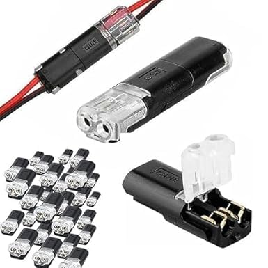 AR Tapes & Plastics Double-Wire Plug-in Connector, wire connector,Strip Connectors 2 Pin, Fast Connect 2 pin Plugs Connectors for Low Voltage Wire Connector with Locking Buckle (10 Pcs)