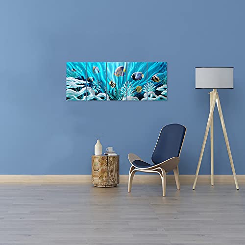 Sygallerier Fish Metal Wall Art Hand Crafted Large 3D Sea Life Pictures Modern Abstract Coastal Aluminum Artwork Contemporary Sculpture For Living Room Bedroom Dinning Decor #TOP4