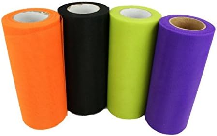 HALLOWEEN Set of 4 Rolls 6" TULLE 25 yds each (100 Yards Total) (6" TULLE - 4 Roll Set)
