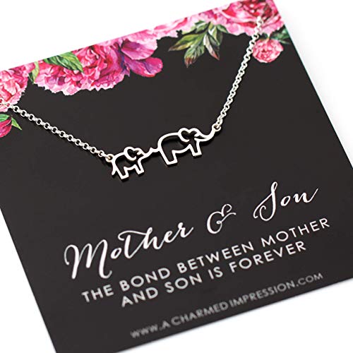Boy Mom Gift â€¢ Mother & Baby Elephant Necklace â€¢ 925 Sterling Silver â€¢ Expecting Pregnancy Push Present â€¢ New Mommy â€¢ Family Charm â€¢ Strong Single Mama â€¢ The Bond Between Mother & Son is Forever