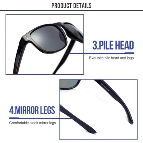 Image of Sunglasses for men Retro Driving Glasses Fashion UV400 Protection Black Retro Sun Glasses Driving Fishing