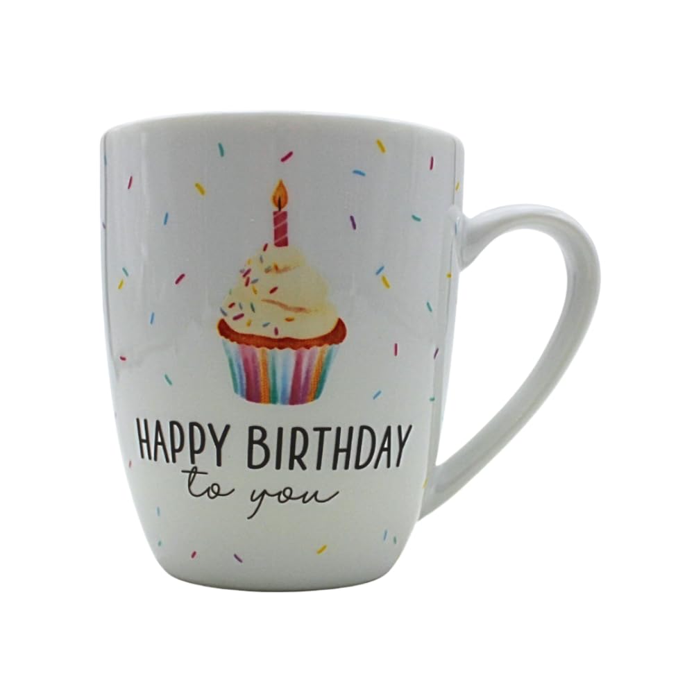 Dekohelden24 Happy Birthday Porcelain Mug Dimensions (H x D): 9.8 x 8.2 cm, Capacity 250 ml, Dishwasher Safe, 10cm