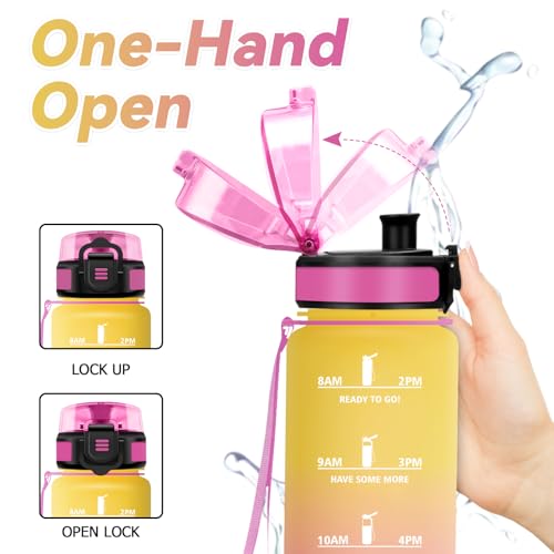 Trinkflasche 500ml, Motivierende Trinkflasche mit Zeitmarkierung, Auslaufsicher, Wasserflasche Kinder mit Filte, Kohlensäure Geeignet, Sport Wasserflasche für Radfahren, Schule, Junge, Mädchen