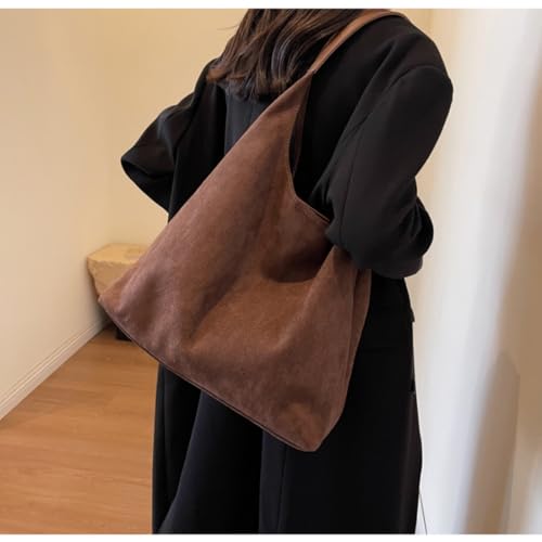 Suede Bag for Women, Brown Slouchy Shoulder Bag, Suede Hobo Bags, Ideal Fall Purse with Roomy Interior for Daily Use3