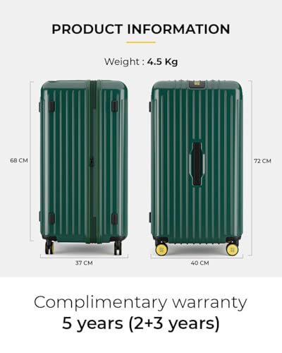 Image of EUME Aerotop Cabin 50L + Trunk Medium 66-74cm Check-in Luggage Set of 2 | Expandable Polycarbonate Hard Suitcases | 8 SilentRun Spinner Wheels | TSA Lock | Green