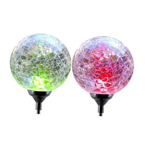 Lampe solaire extérieure puissante avec boule en verre et piquet autonome amovible
