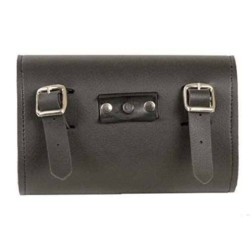 Bolsa pequeña para parabrisas de PVC negro con cierre de velcro y remaches de latón cromado miniatura 2