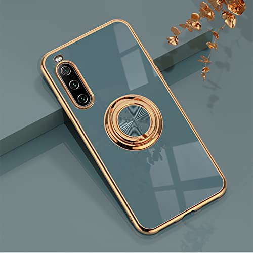 XINYEXIN Sony Xperia 10 V Hülle mit Ringständer 360 Grad Drehbarer Ständer Handyhülle Mode Silikon Stoßfeste Schutzhülle für Sony Xperia 10 V - Grau