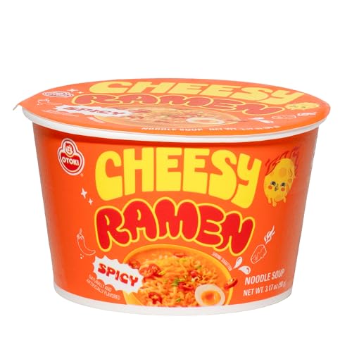 Cheesy Ramen (Bowl) – Cheddar Flavor | Non-Spicy, Creamy & Savory Korean Instant Bowl Noodles, 3.17 oz (Pack of 6)