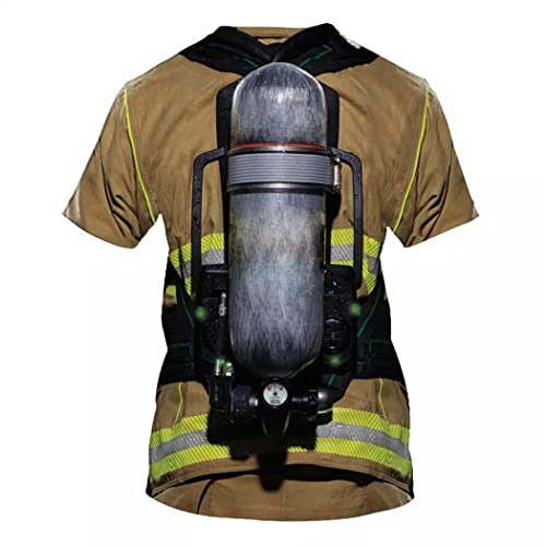 T-shirt imprimé 3D pompier surdimensionné vêtement de rue décontracté 01