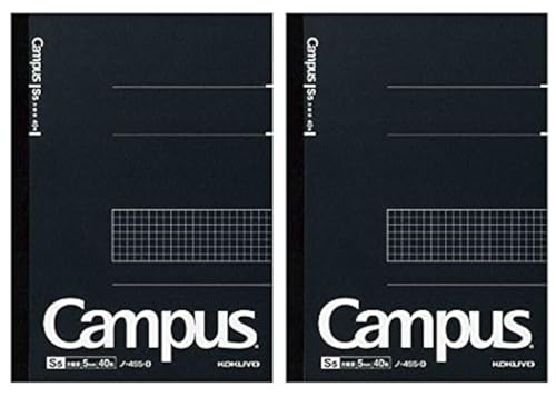 KOKUYO Campus Notebook, Business Type, Grid 5mm Ruled, Semi-B5, 40 Sheets, Black Cover, Pack of 2, Japan Import (NO-4S5-D)