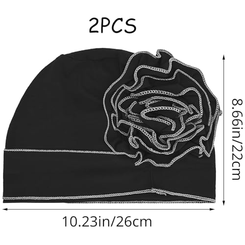 Hoocl 2 Stück Damen Chemo Mütze, Chemo Kopfbedeckung für Frauen, Blumenkappe für Krebspatienten, Turbane für Krebspatienten, Schlafhaube mit Haarausfall