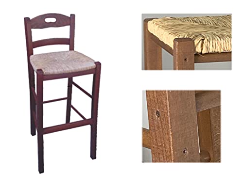 Taburete Snack reforzado de paja nogal