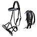 CHALLENGER Horse Western Black Leather Beaded Bitless Padded Sidepull Bridle w/Reins 77RS14BK