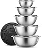 WHYSKO Stainless Steel Mixing Bowl Set, 10 Piece Stainless Steel Mixing Bowls with Lids Set for Food Prep Storage and Serving, Dishwasher Safe Microwave Safe for Kitchen Baking Cooking, Silver