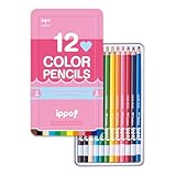 トンボ鉛筆 色鉛筆 12色 小学生 ippo! (スライド式の缶) プレーン ピンク CL-RPW0412C