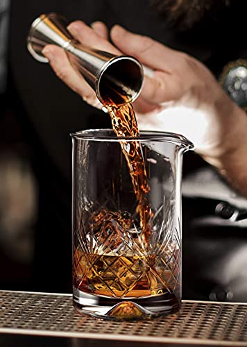 Mofado Weighted Crystal Cocktail Mixing Glass - 18Oz 550Ml - Thick, Stable, Heavy Hand Blown Crystal - Premium Seamless Design - Professional Quality #TOP6