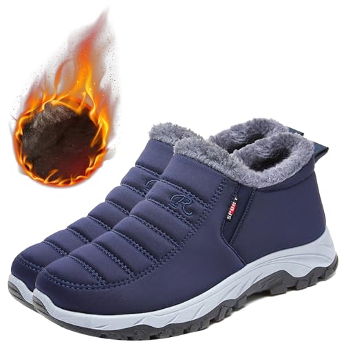 Aocase Zapatillas Cómodas Ancho Especial Botas Mujer Invierno Forradas con Pelo Casual Calzado Corto Botas Caliente Comodo Moda Zapatillas de Senderismo Zapatos Trekking,Men's Blue,42/260mm