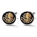 Mens Fashion Cufflinks for Business Wedding, Gold Black Mexican Mexico Flag Eagle Art Round Cuff Links Tuxedo Shirt Jewelry Accessories