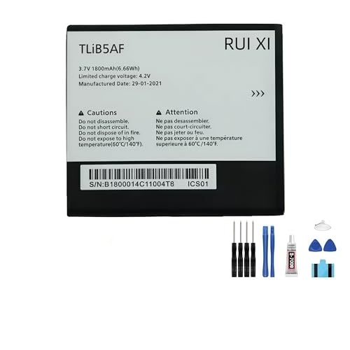Colore: nero RUI XI Batteria compatibile per Alcatel One Touch Pop C5 OT 5036 5036D 5037 5037A 5037D 5037X 1800mAh 3.7V TLiB5AF Batteria Del Telefono