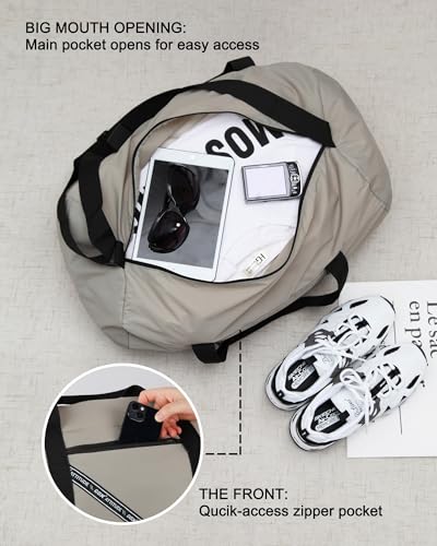 GOX Large Duffel Bag for Men Foldable Duffel Bags for Traveling Packable Carry On Luggage Weekender Overnight Bag (Grey)4