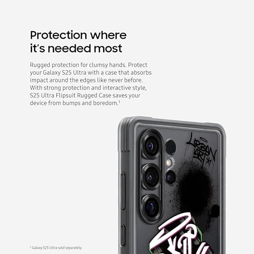 Image of Samsung Galaxy S25 Ultra Flipsuit Rugged Phone Case, Protective Cover, Shockproof, Durable Design, Included Interactive Card Syncs with Screen, US Version, EF-JS938CBEGUS, Black | Flipsuit