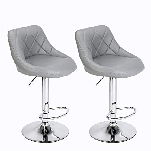 Bonnlo Tabouret de Bar Lot 2 Hauteur Réglable, Chaise Rotatif à 360° avec Repose-Pieds, Revêtement en PU, Dossier Mole, Coussin Gris, 37.5 x 48.5 x 105.6cm Cover