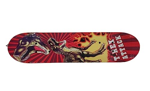 Gear Up Sports & Fitness Wodden Skateboard Size 59cm (Dino Print (Red Color))