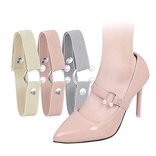 3 Stücke Elastische Schnürsenkel,Wiederverwendbar Abnehmbare Schuhbander,Damen Rutschfest Schnürsenkel Mit Schnalle,High Heels Anti-Lose Schnürsenkel für Frauen,Zum Fixieren Von High Heels,3 Farben Cover