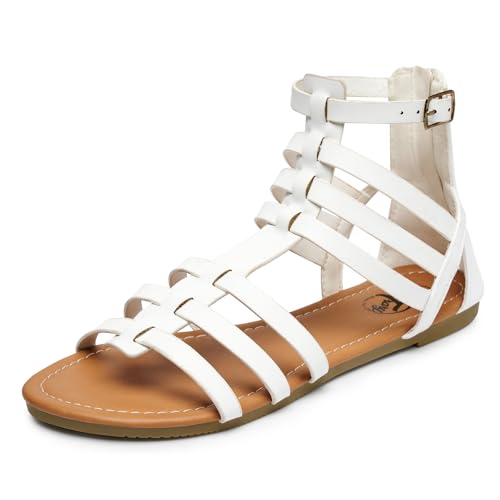 Image of Trary Women's Sandal, Comfortable Gladiator Sandals Ankle Strap Flats Sandalias Para Mujer Beach Sandals Wide Width Open Toe Cross Strappy Sandals for Women Dressy Summer