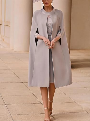 Two Piece Sheath Mother of The Bride Dress Formal Wedding Guest Tea Length Stretch Fabric with Lace Appliques 20242