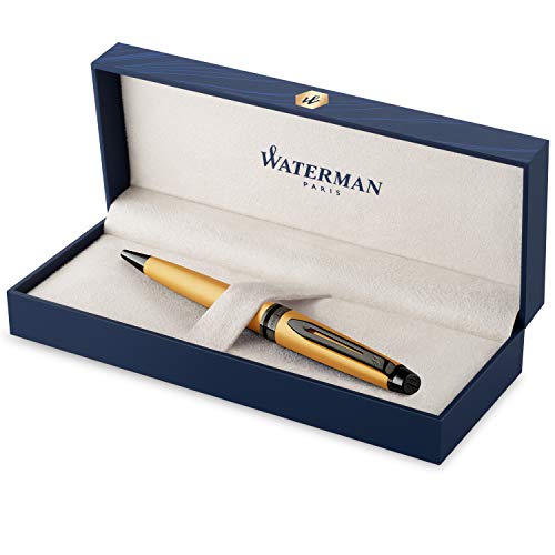 Waterman - Bolígrafo Expert Metallic Gold Rt Oro En Oferta Waterman Bolígrafo Expert | Lacado En Dorado Metalizado Con Detalles En Rutenio | Punta Mediana | Tinta Negra | Con Caja De Regalo