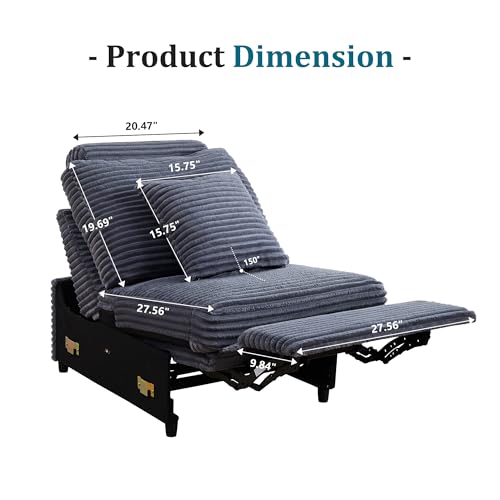 Image of RARZOE Modular Sofa Power Recliner Module, Corduroy Power Reclining Chair for Living Room Modular Sectional Sofa Couch,Grey