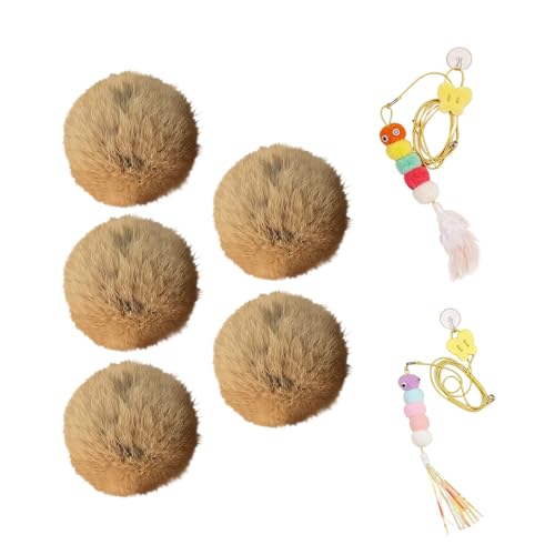 Cat Fuzzy Ball -,5 Pieces Interactive Cat Toy | 3.15 Inches Puff Interactive Kitten Ball | For Home Pet Room Indoor Outdoor Trai